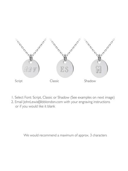 IBB Personalised Small Sterling Silver Disc Pendant Necklace, Silver - view 2, Silver