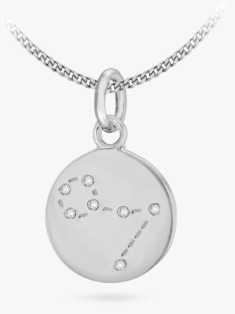 Product image 1 of 5, which shows IBB Personalised Pisces Star Sign Disc Pendant Necklace, Silver