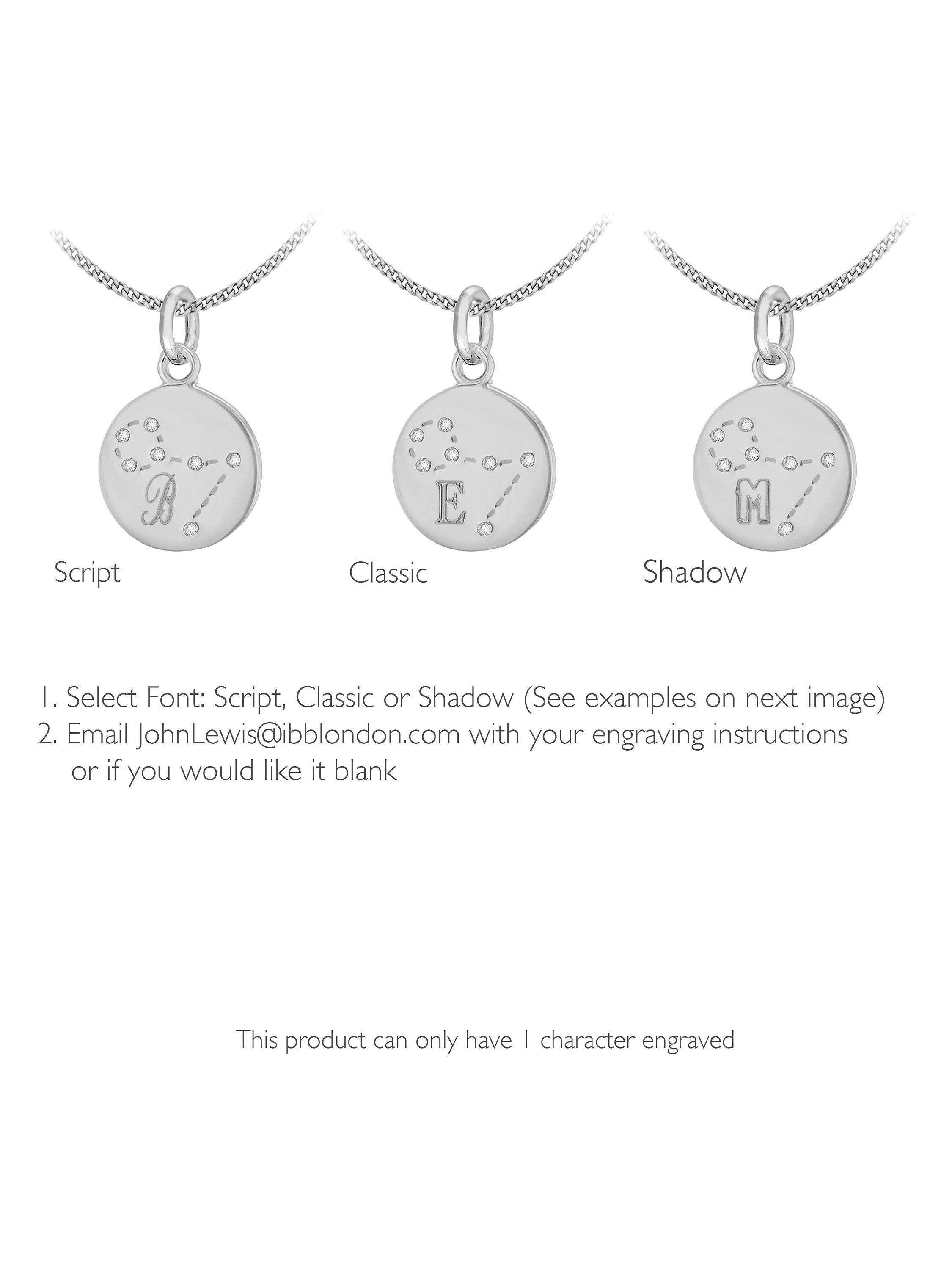Product image 2 of 5, which shows IBB Personalised Pisces Star Sign Disc Pendant Necklace, Silver