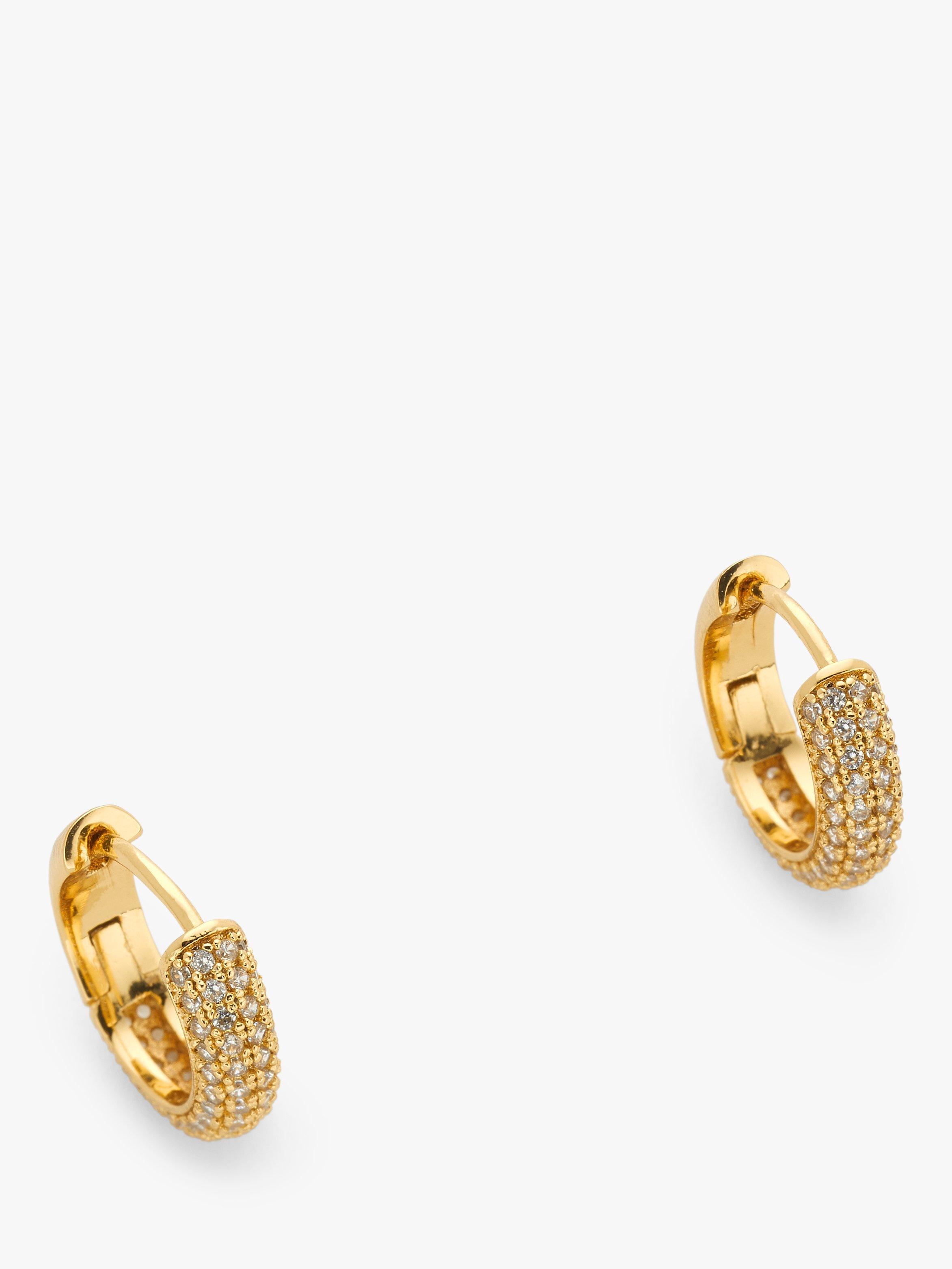 Product image 1 of 3, which shows kate spade new york Mini Stone Pave Hoop Earrings, Gold