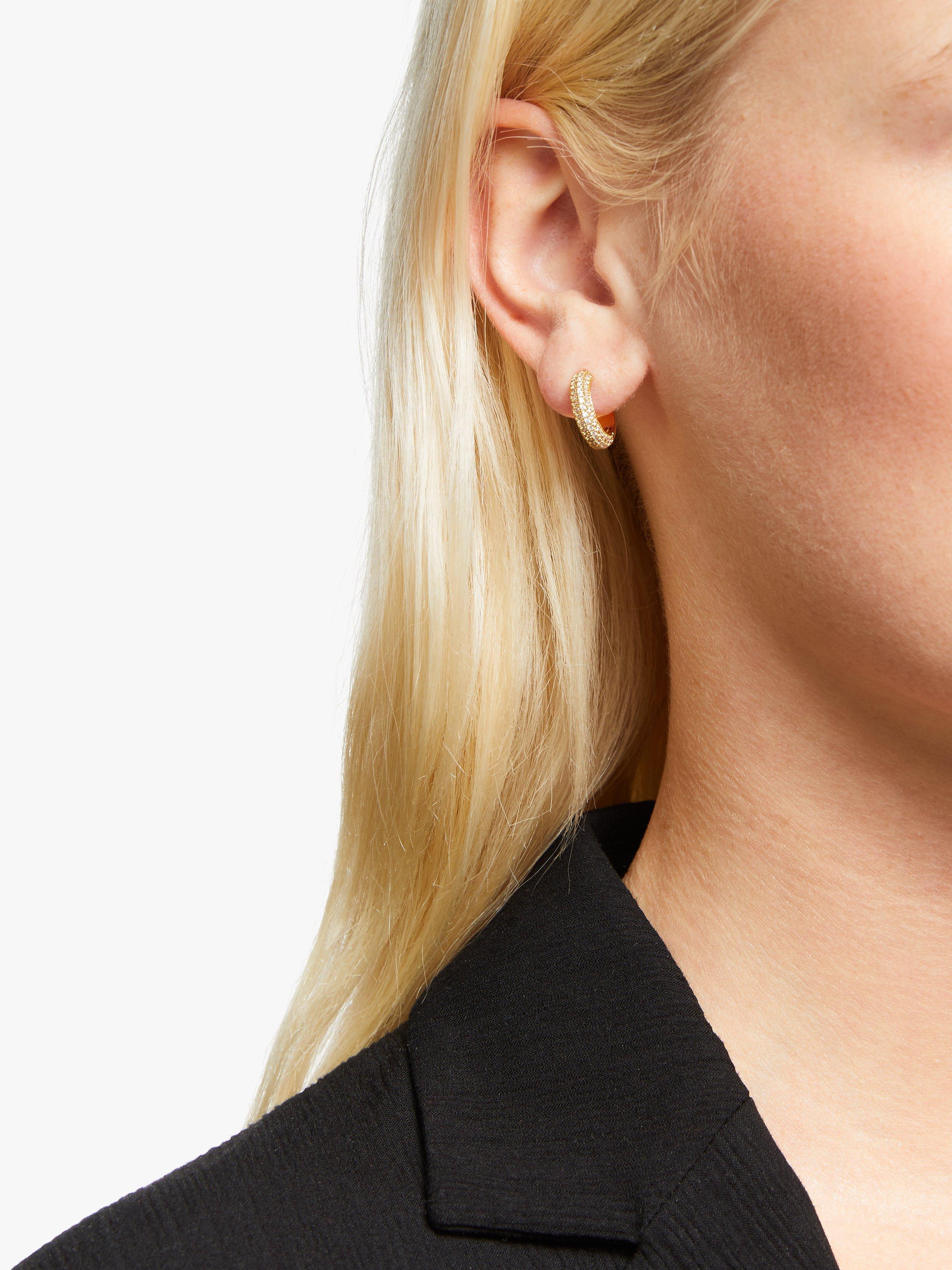 kate spade new york Mini Stone Pave Hoop Earrings Gold