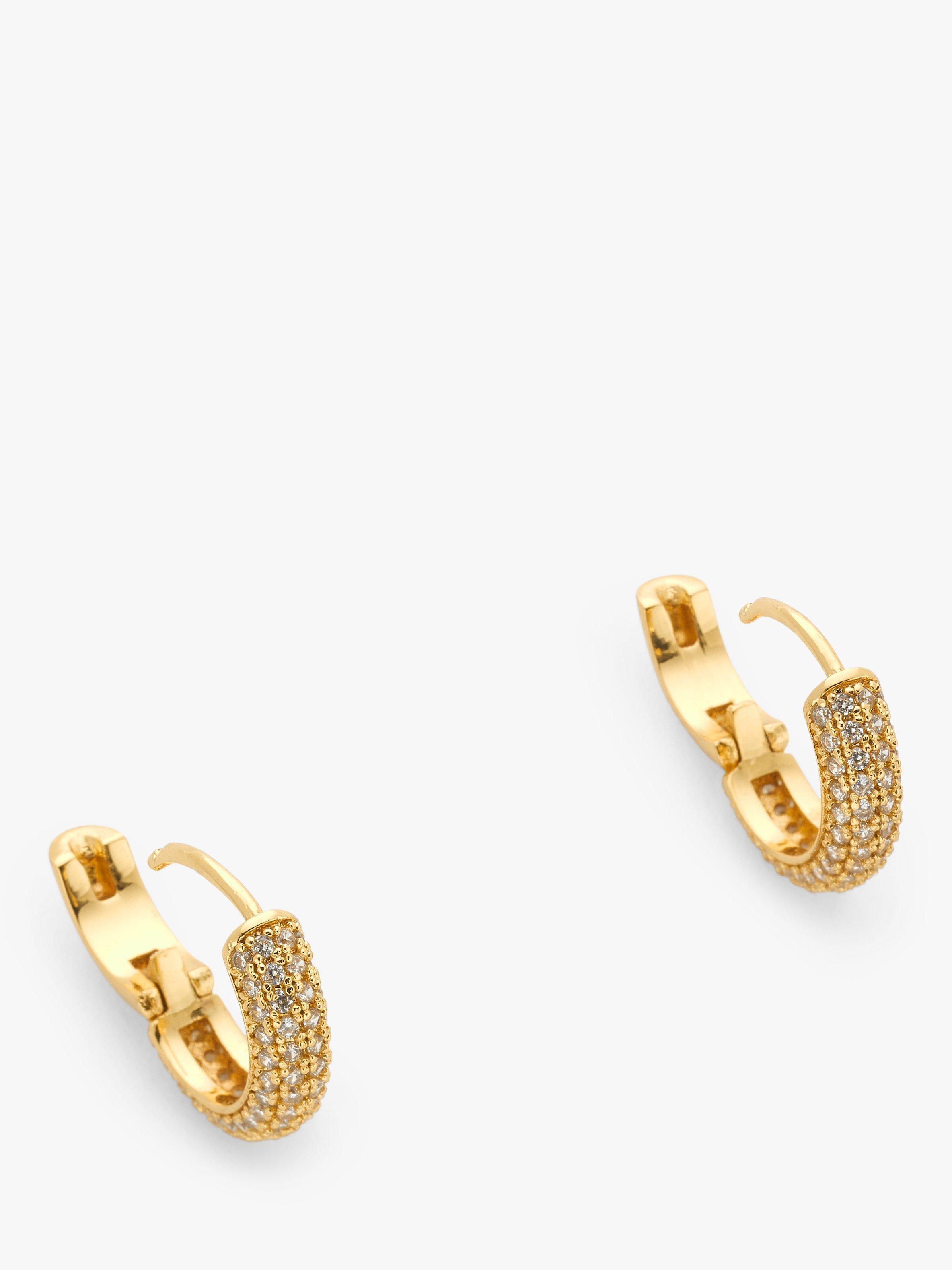 Product image 3 of 3, which shows kate spade new york Mini Stone Pave Hoop Earrings, Gold