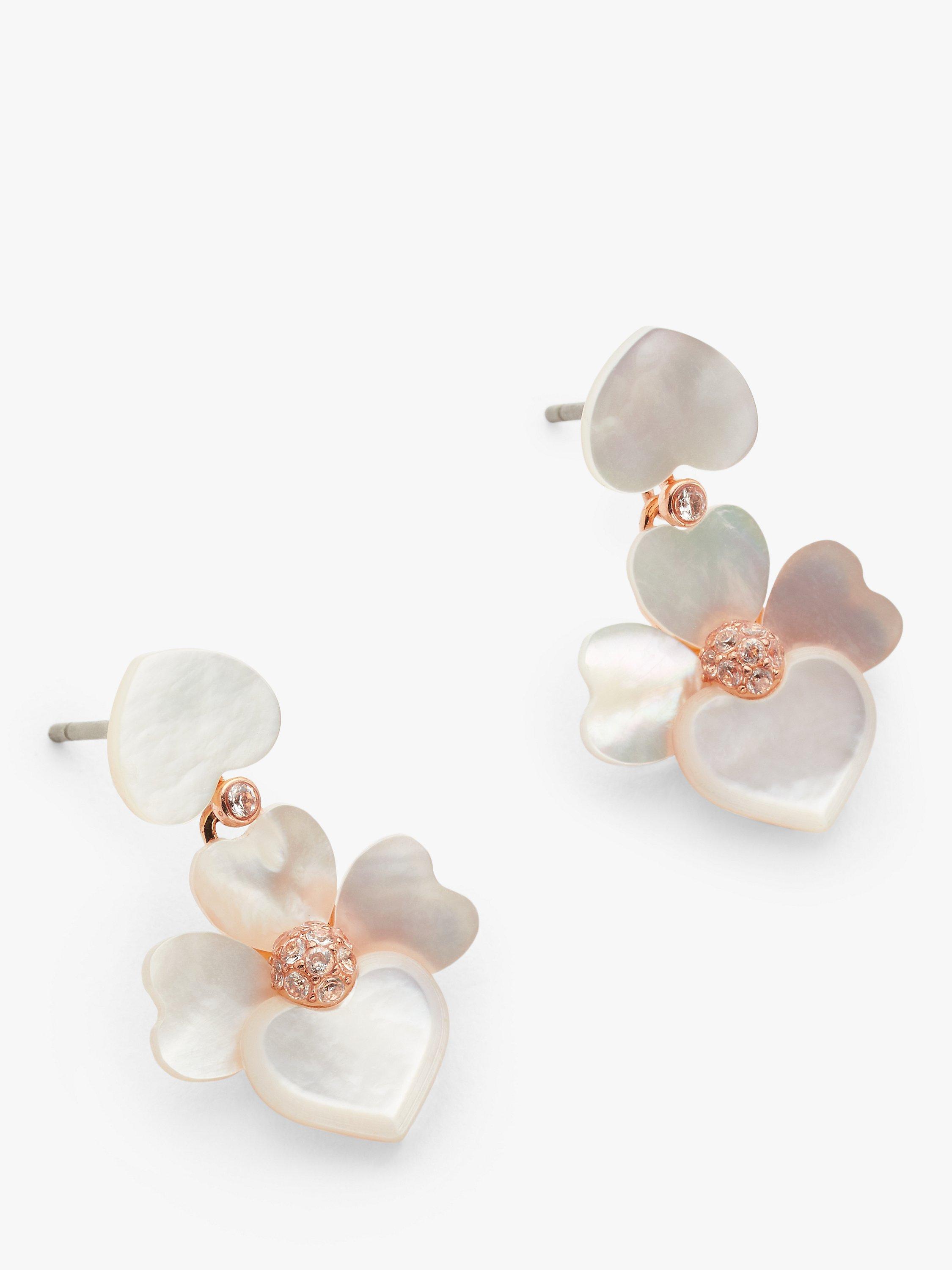 kate spade new york Precious Pansy Drop Earrings, Rose Gold/Cream