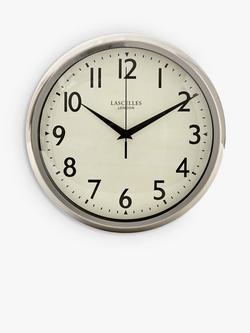 Lascelles Retro Silent Sweep Wall Clock, 30cm, Silver/Chrome, Silver/Chrome