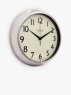 Lascelles Retro Silent Sweep Wall Clock, 30cm, Silver/Chrome - view 2, Silver/Chrome