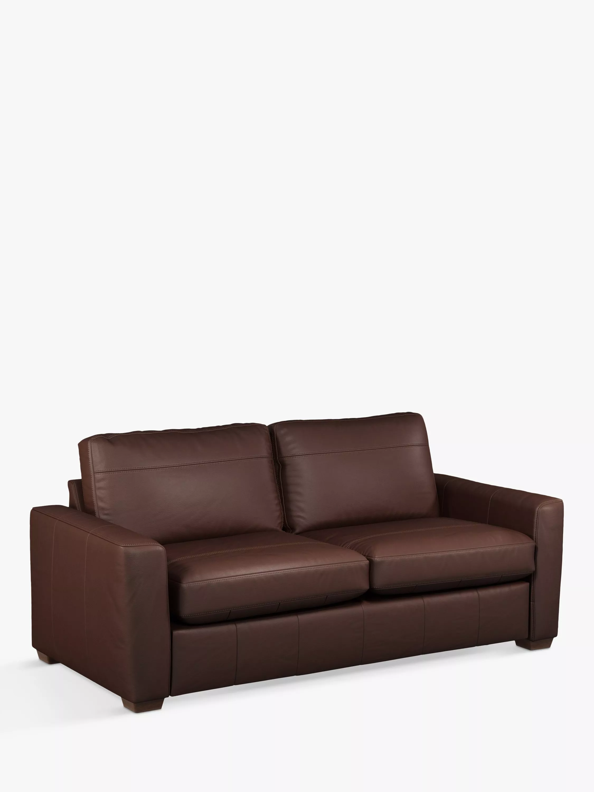 John Lewis Oliver Large 3 Seater Leather Sofa, Dark Leg