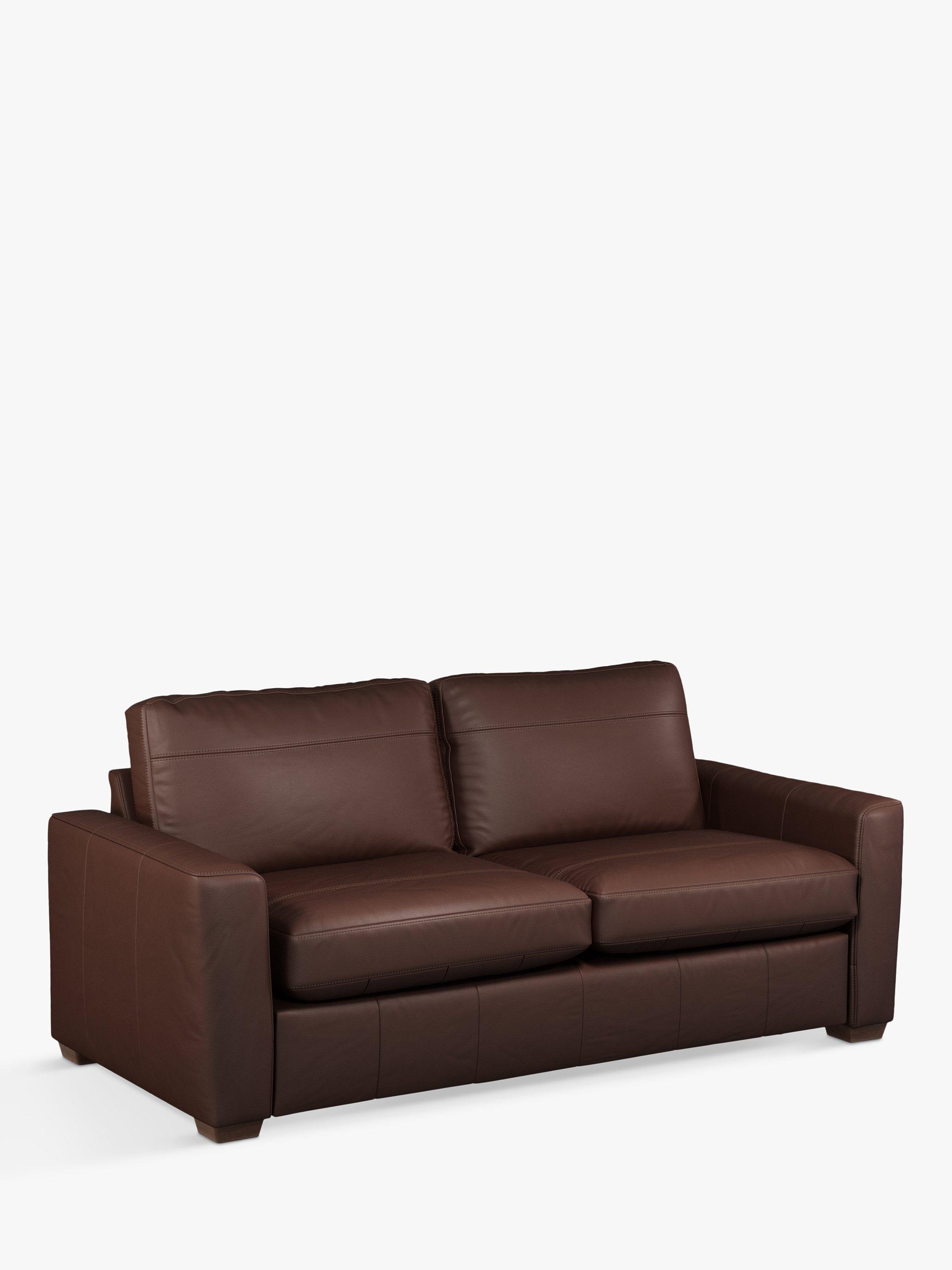 Oliver Range, John Lewis Oliver Large 3 Seater Leather Sofa, Dark Leg, Winchester Chocolate