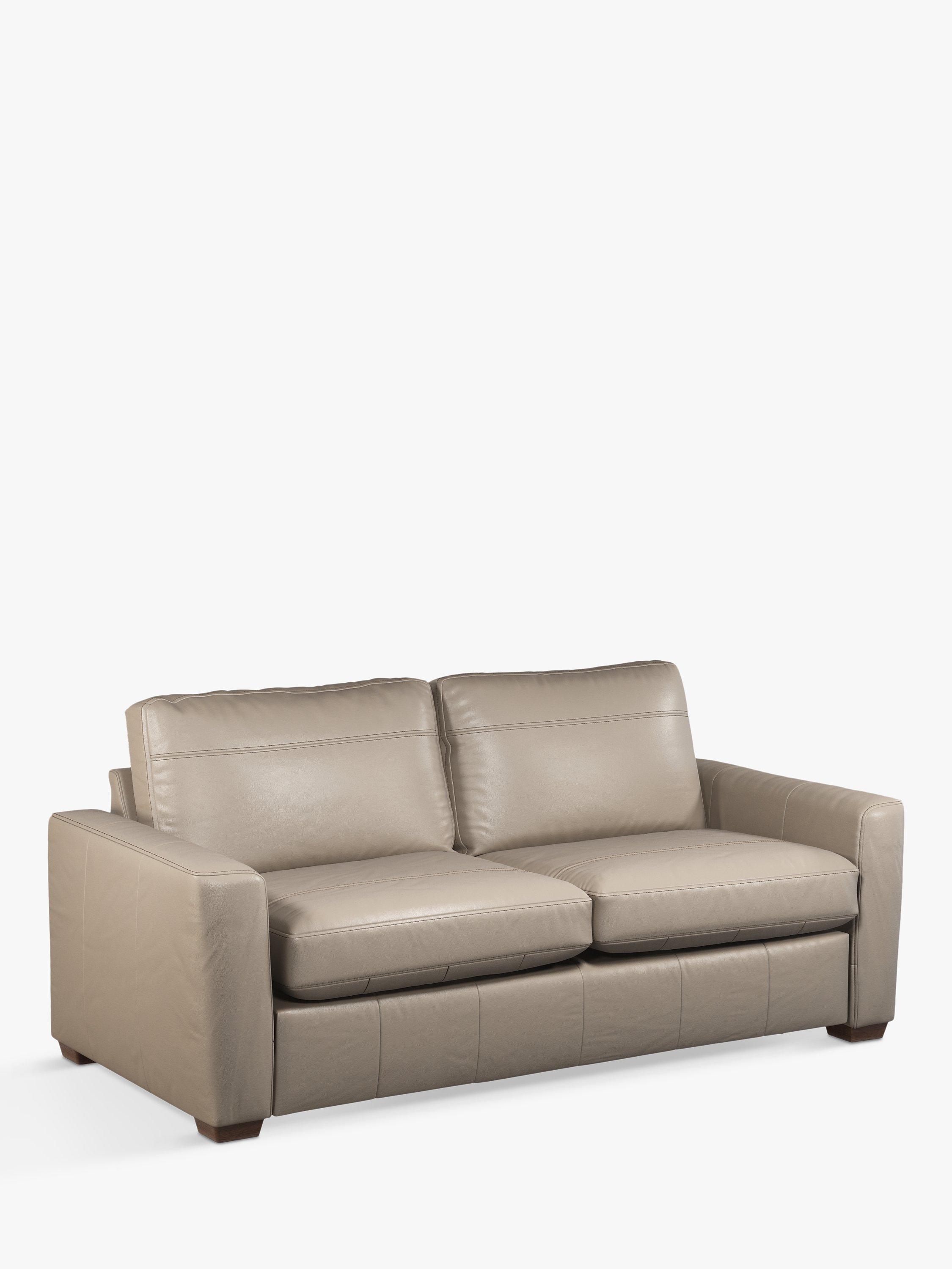 Oliver Range, John Lewis Oliver Large 3 Seater Leather Sofa, Dark Leg, Winchester Brioche