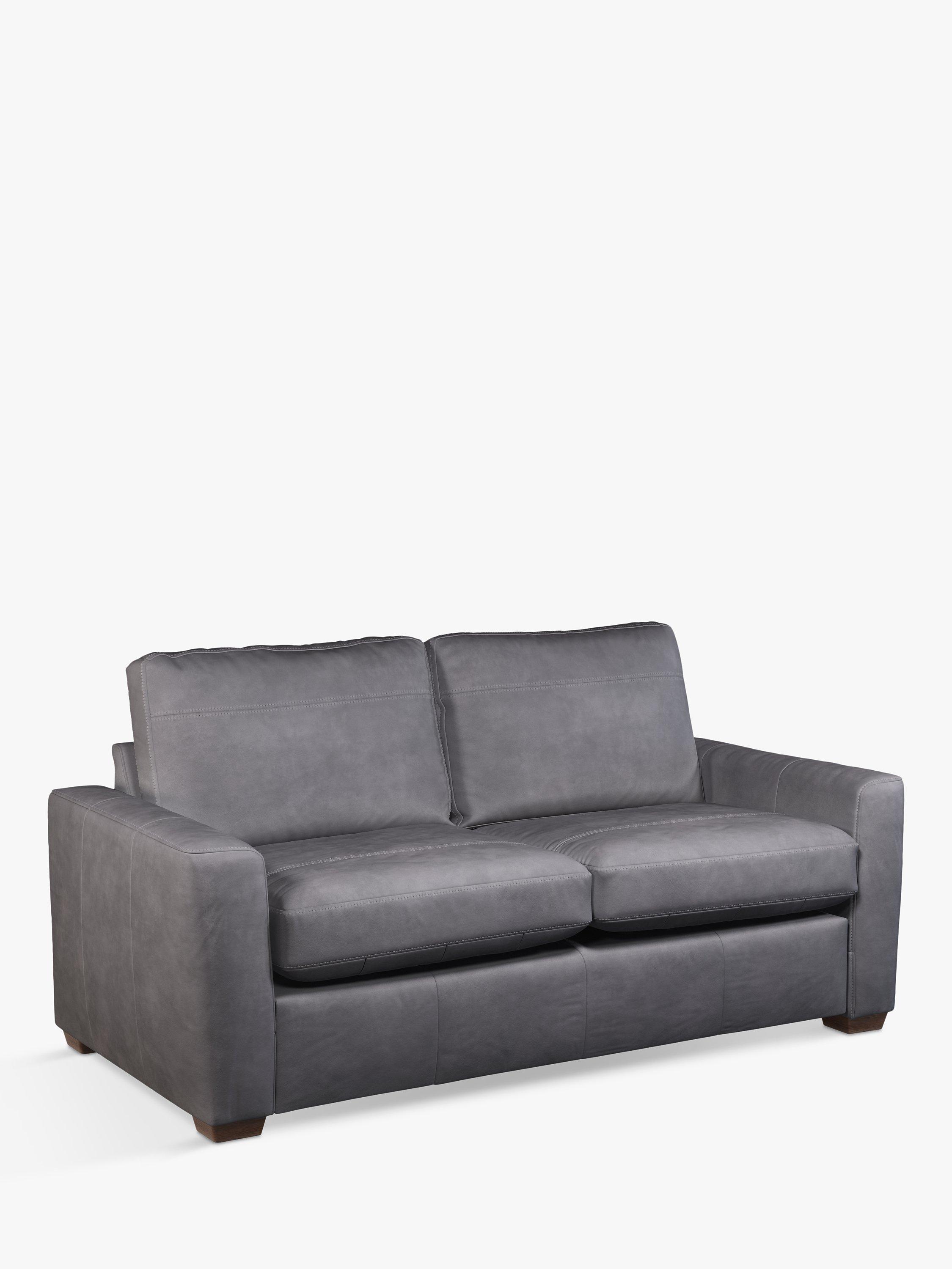 John Lewis OUTLET - Oliver Medium 2 Seater Leather Sofa, Dark Leg - Like New