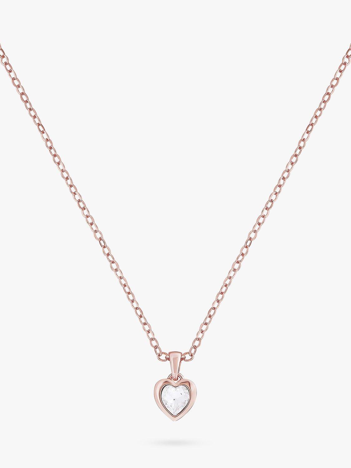 Ted Baker Hannela Crystal Heart Pendant Necklace, Rose Gold