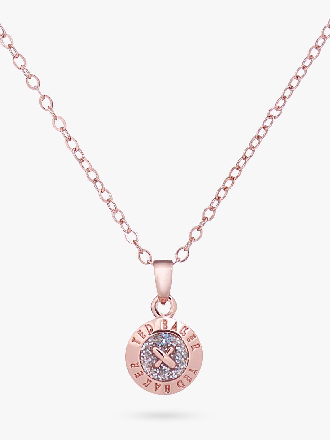 Ted Baker Elvina Mini Button Enamel Pendant Necklace, Rose Gold/Multi