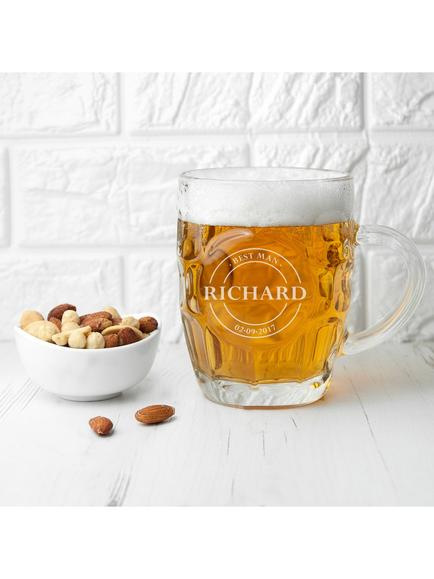 Treat Republic Personalised Emblem Dimpled Beer Glass, 568ml - view 2, Multi