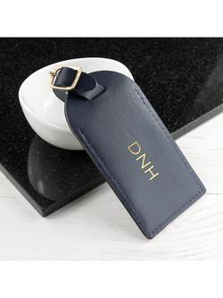 Treat Republic Personalised Leather Luggage Tag - view 2, Navy