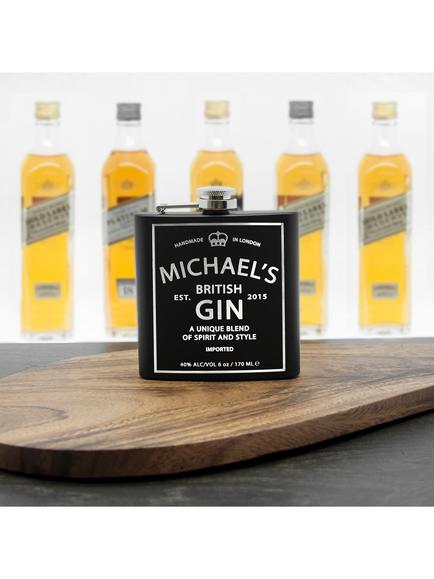 Treat Republic Personalised Vintage Gin Hip Flask, 170ml - view 2, 