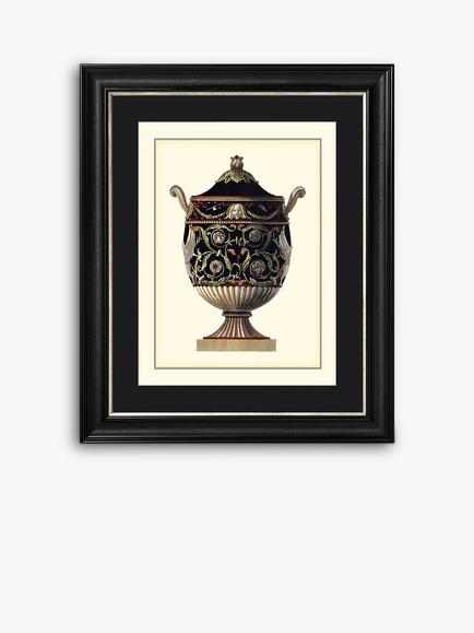 Antonio Clementino Urn IV Framed Print & Mount, 60 x 50cm, Black, Black