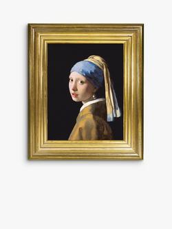 Brookpace Lascelles Johannes Vermeer 'Girl with a Pearl Earring' Framed Canvas, 35 x 30cm, Blue/Multi, Blue/Multi