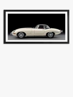Brookpace Lascelles 'Jaguar E-Type Series 1' Classic Car Framed Print & Mount, 51 x 101.5.cm, Cream, Cream
