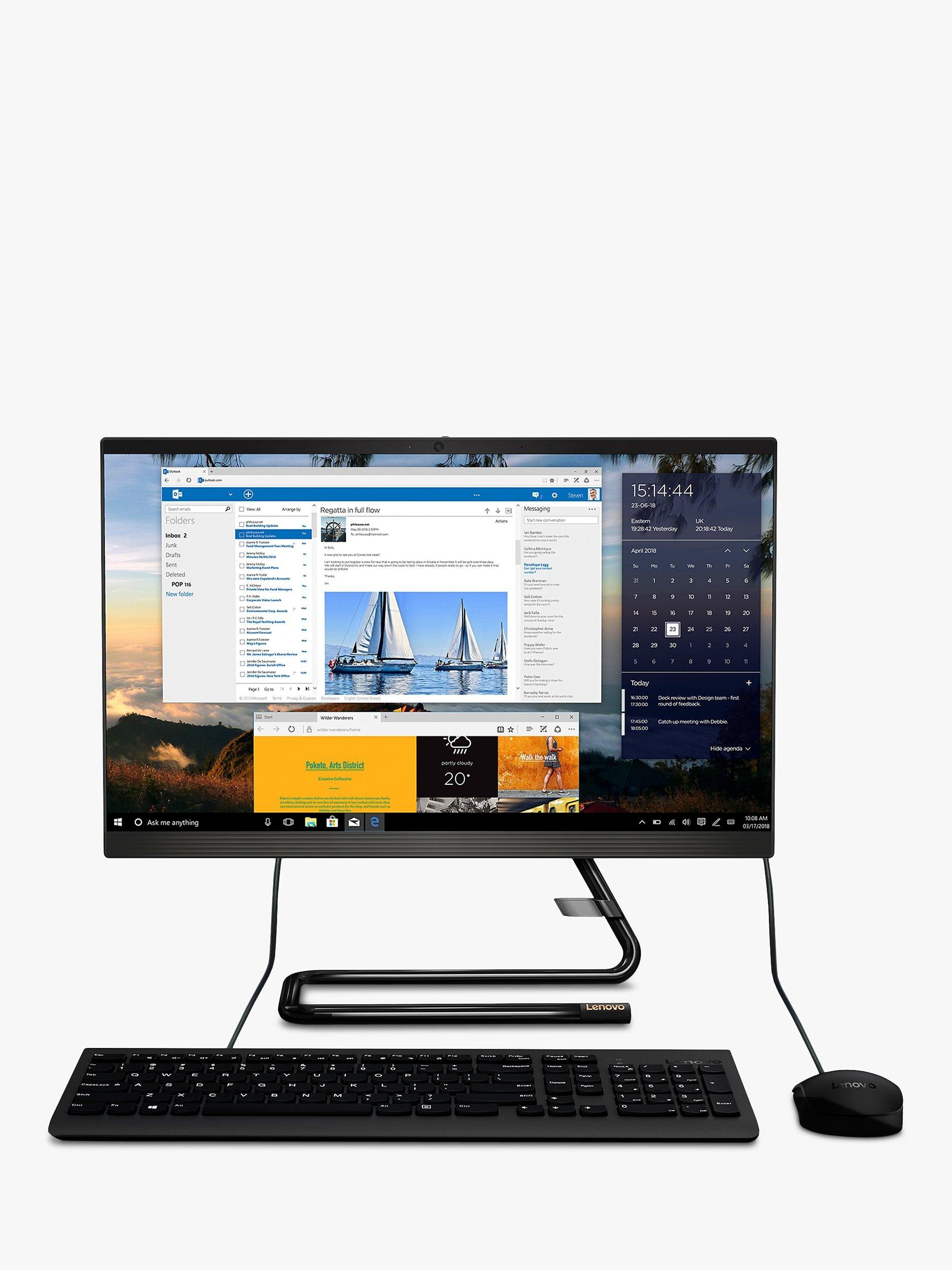 Lenovo IdeaCentre A340-24IGM All-in-One Desktop PC, Intel Pentium Silver Processor, 8GB RAM, 1TB HDD, 23.8" Full HD, Black