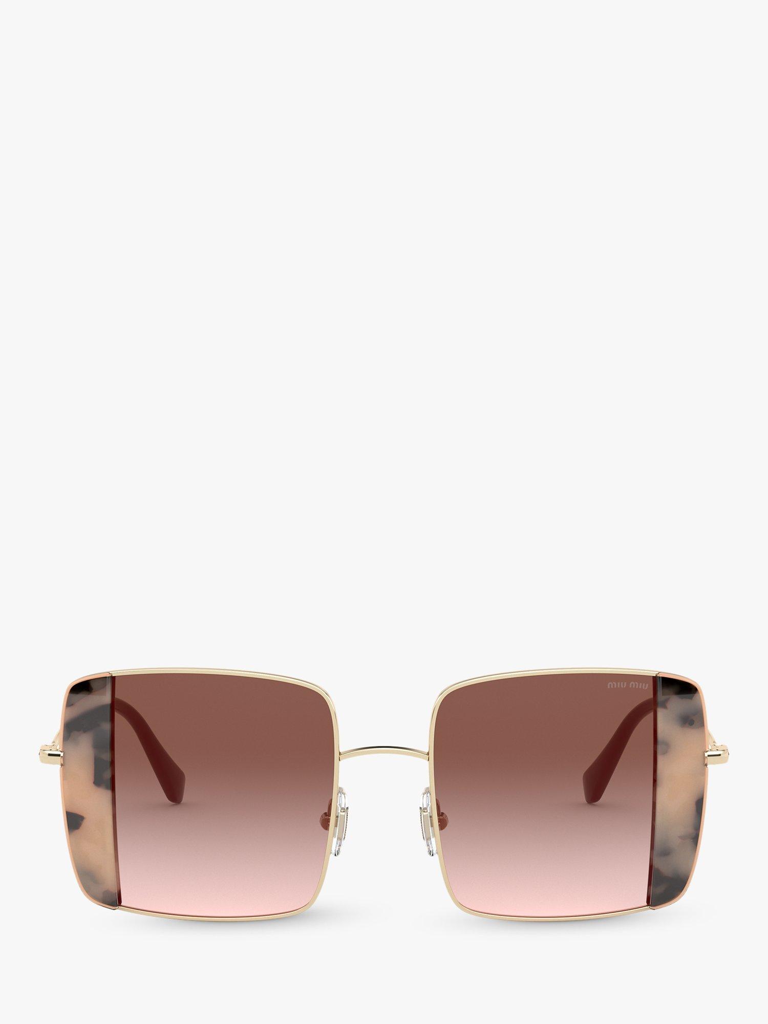 Product image 3 of 11, which shows Miu Miu MU 56VS Women's Square Sunglasses, Gold/Pink Gradient