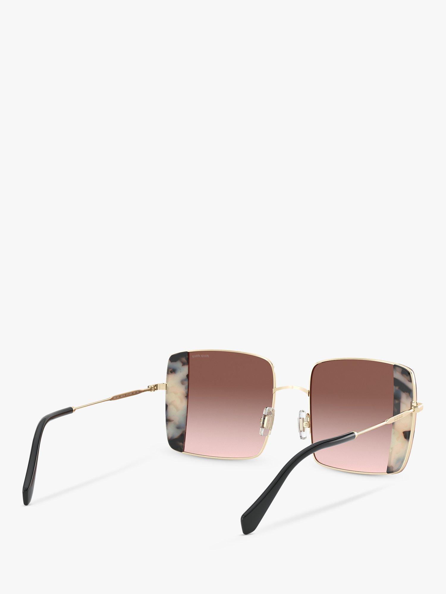 Product image 8 of 11, which shows Miu Miu MU 56VS Women's Square Sunglasses, Gold/Pink Gradient