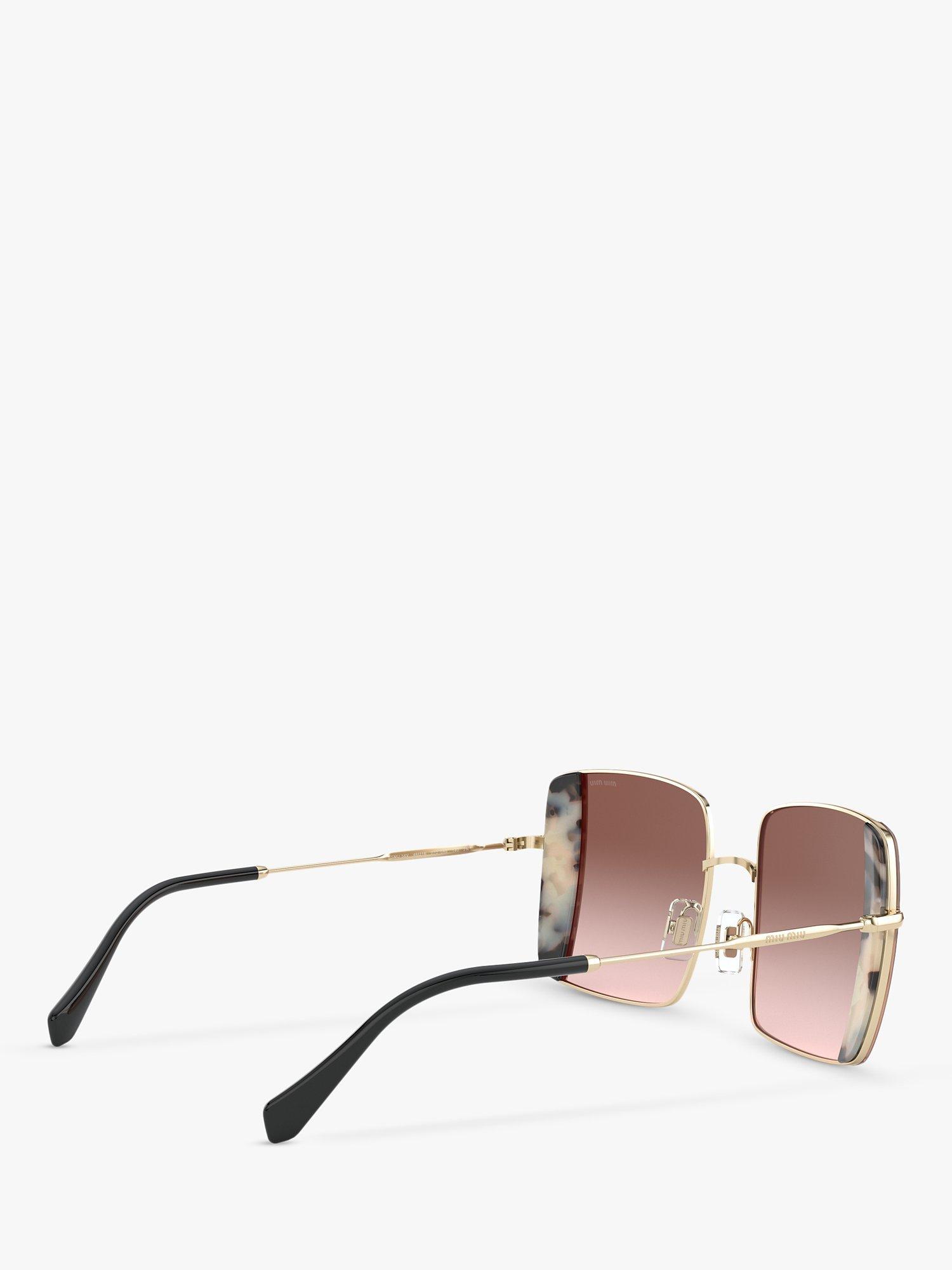 Product image 9 of 11, which shows Miu Miu MU 56VS Women's Square Sunglasses, Gold/Pink Gradient