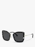 Miu Miu MU 55VS Women's Irregular Sunglasses, Black/Grey