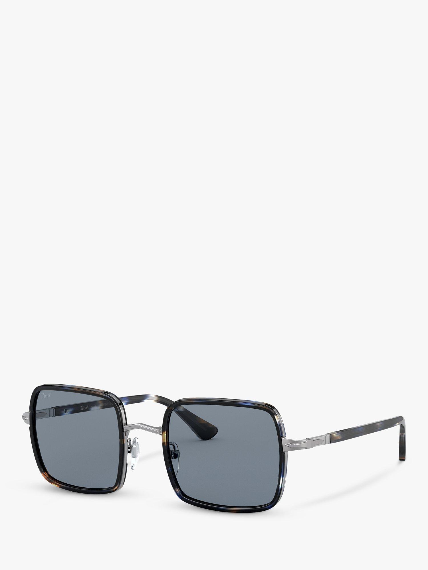 Product image 1 of 11, which shows Persol PO2475S Unisex Square Sunglasses, Striped Blue/Grey