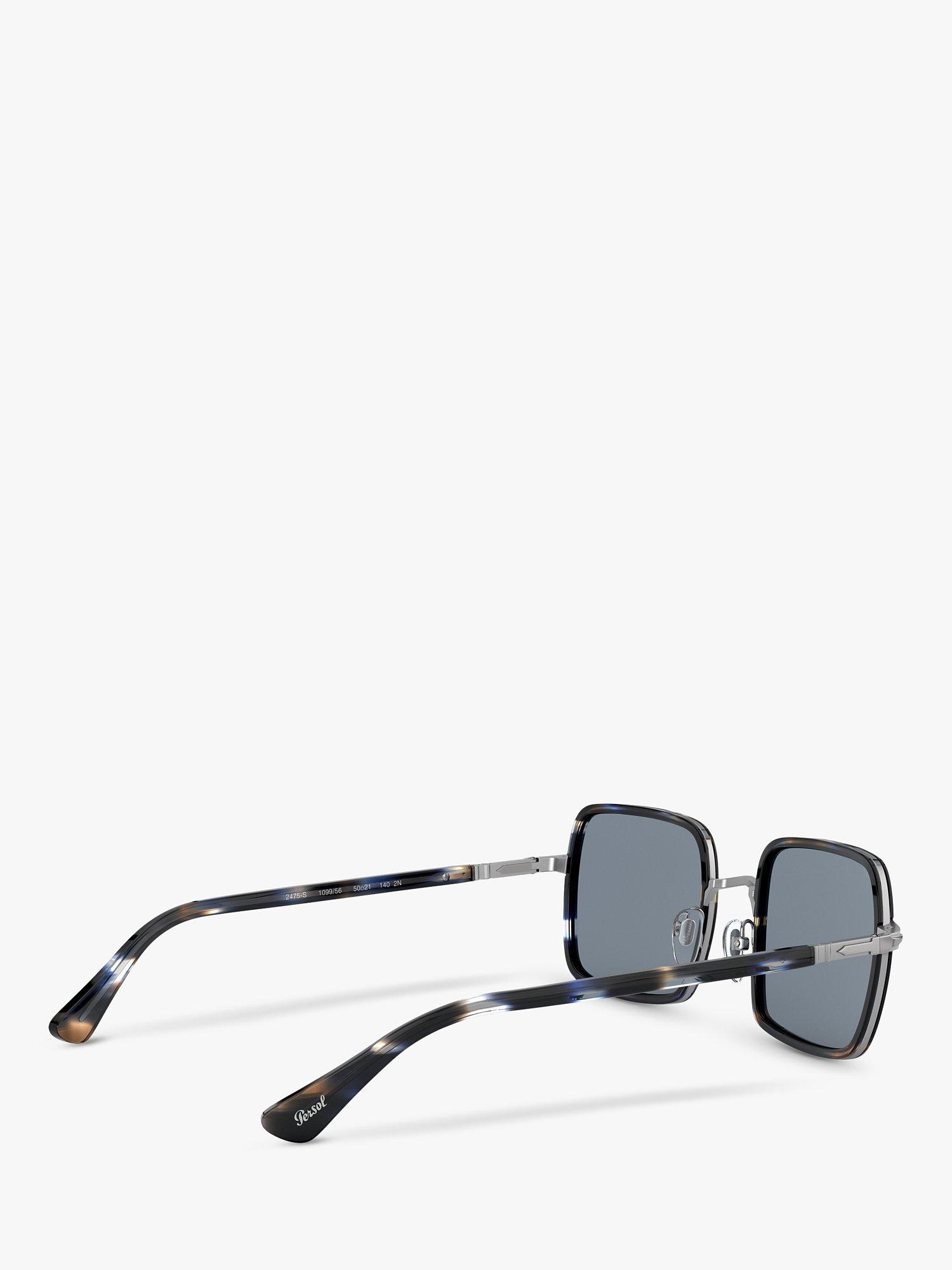 Product image 9 of 11, which shows Persol PO2475S Unisex Square Sunglasses, Striped Blue/Grey