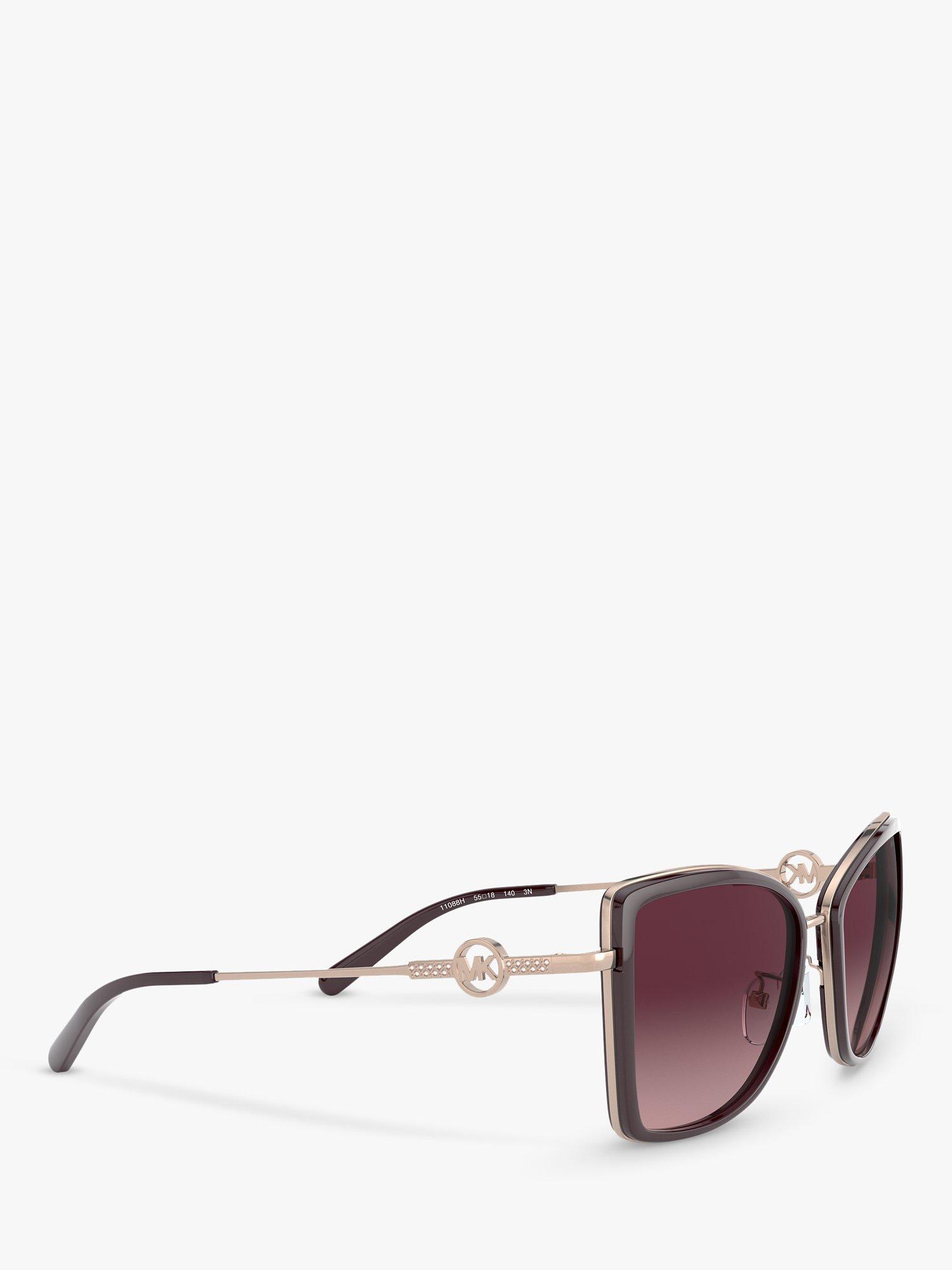 Product image 11 of 11, which shows Michael Kors MK1067B Women's Corsica Cat's Eye Sunglasses, Rose Gold Charcoal/Wine Gradient