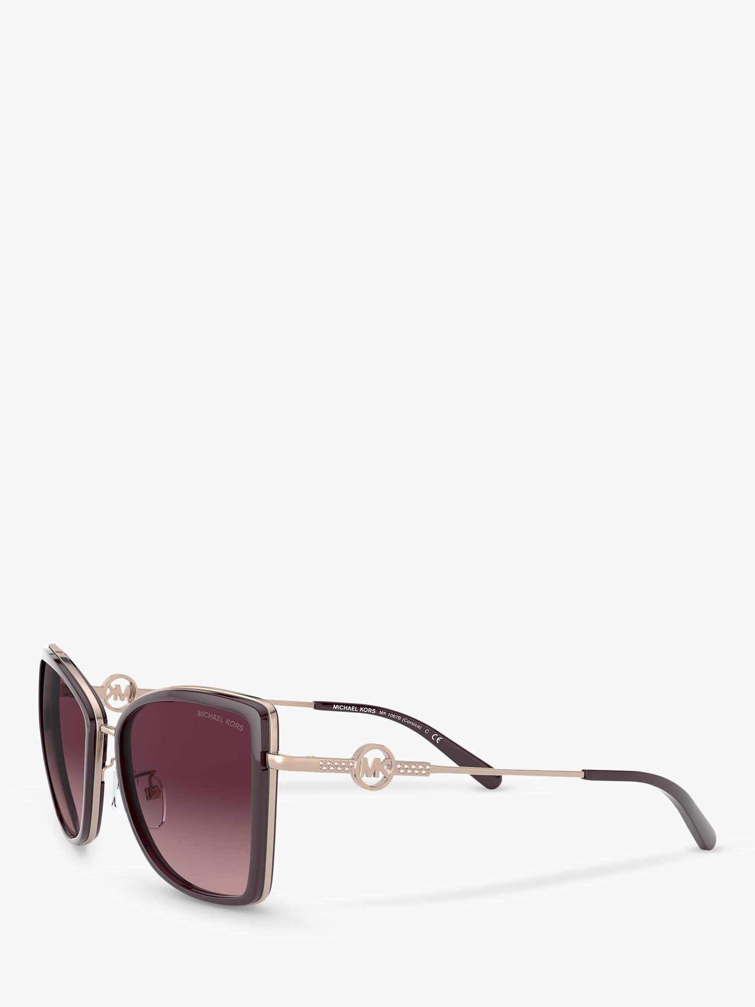 Product image 2 of 11, which shows Michael Kors MK1067B Women's Corsica Cat's Eye Sunglasses, Rose Gold Charcoal/Wine Gradient