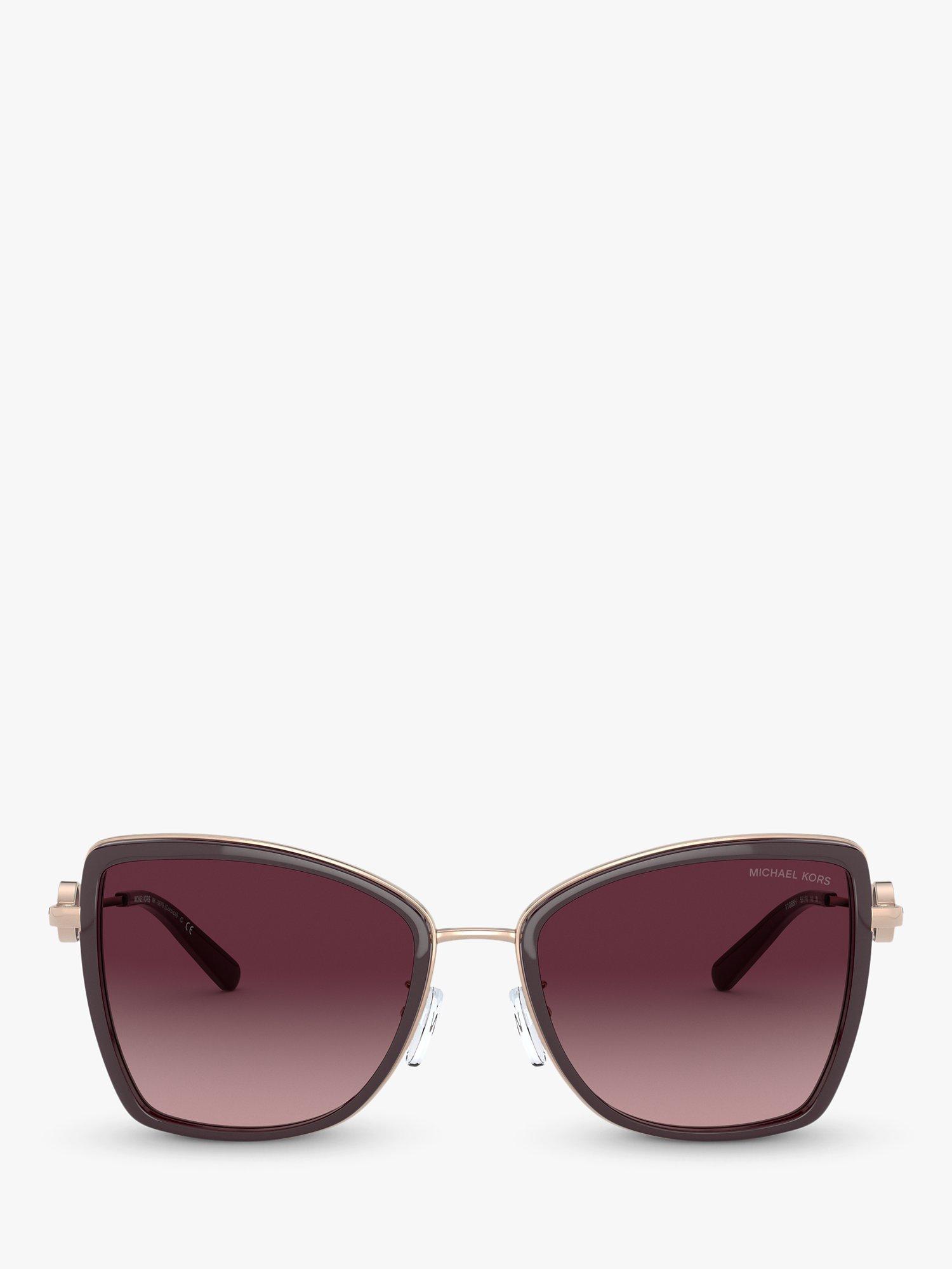 Product image 3 of 11, which shows Michael Kors MK1067B Women's Corsica Cat's Eye Sunglasses, Rose Gold Charcoal/Wine Gradient