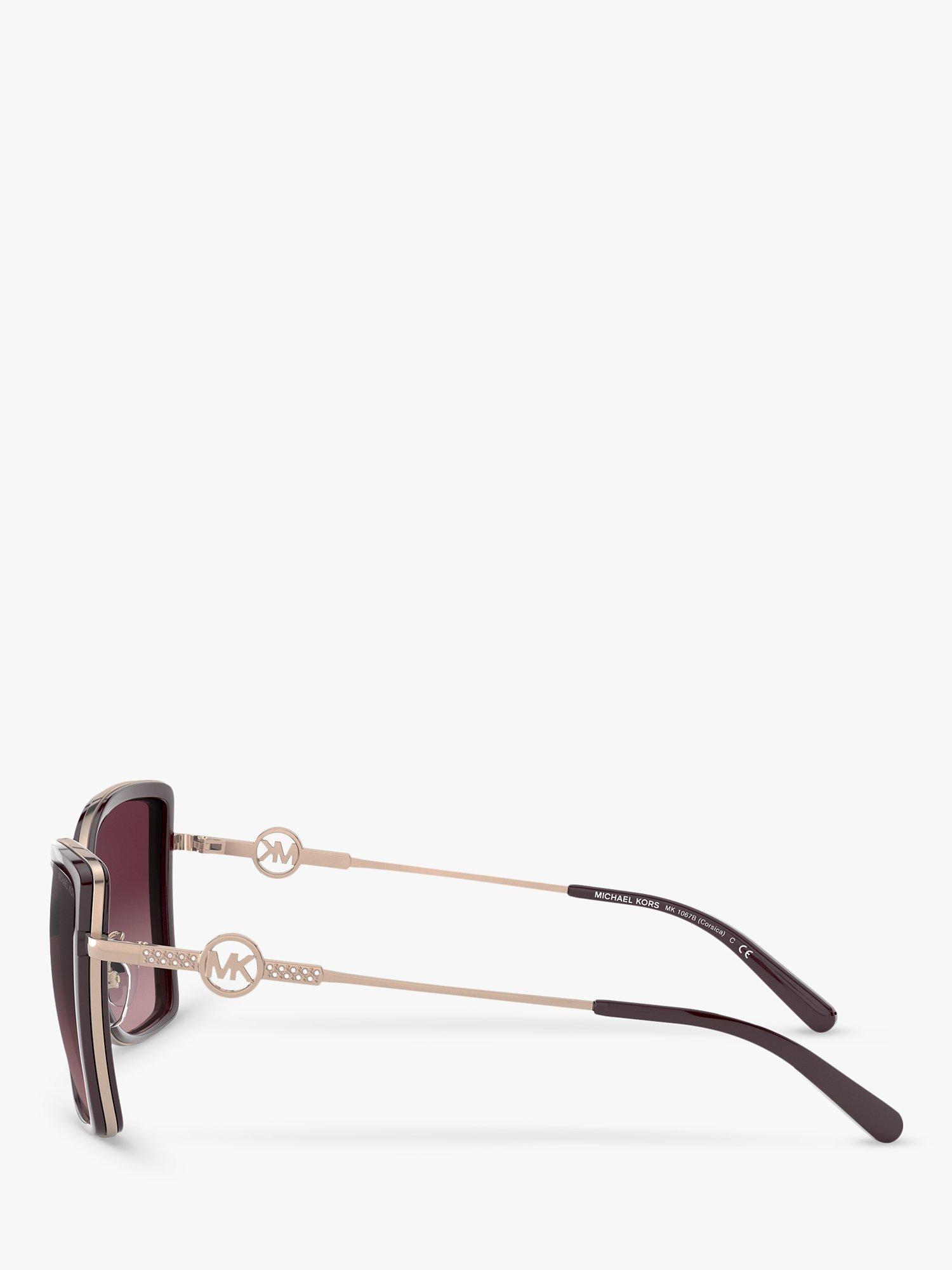 Product image 4 of 11, which shows Michael Kors MK1067B Women's Corsica Cat's Eye Sunglasses, Rose Gold Charcoal/Wine Gradient