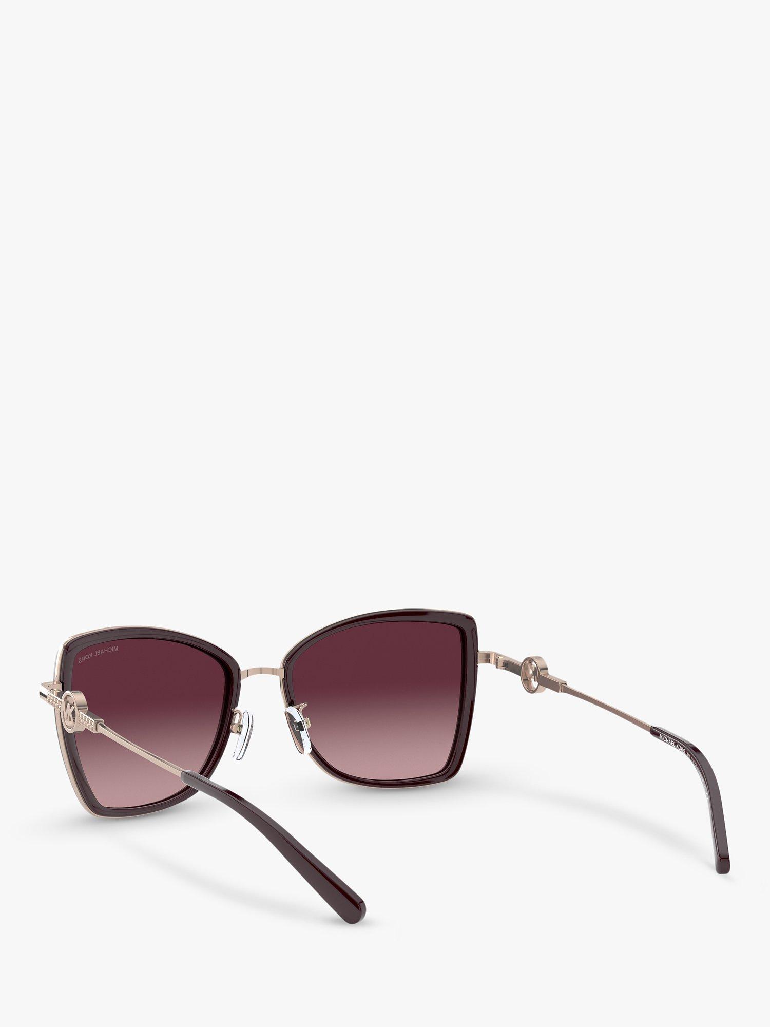 Product image 6 of 11, which shows Michael Kors MK1067B Women's Corsica Cat's Eye Sunglasses, Rose Gold Charcoal/Wine Gradient