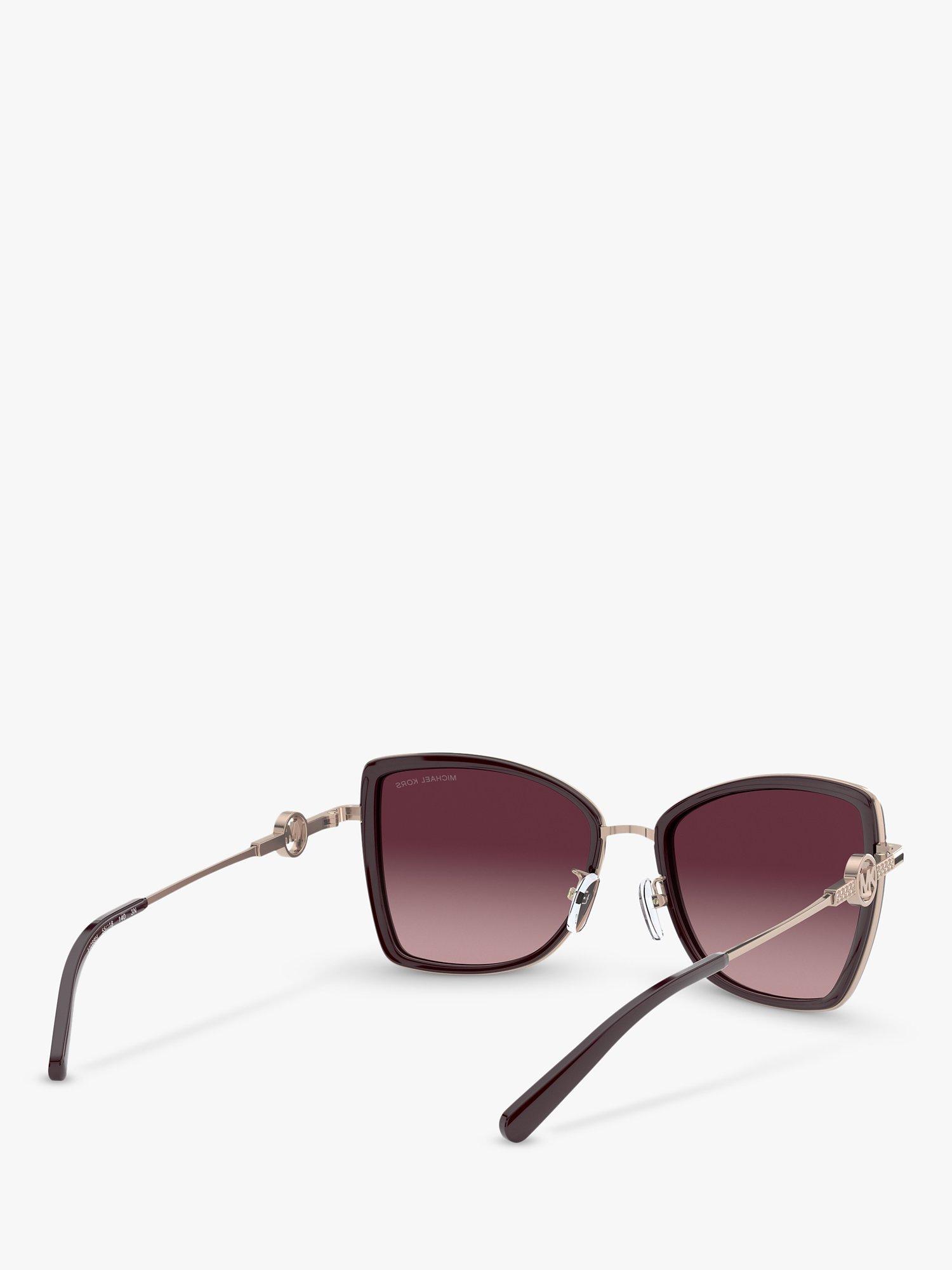 Product image 8 of 11, which shows Michael Kors MK1067B Women's Corsica Cat's Eye Sunglasses, Rose Gold Charcoal/Wine Gradient