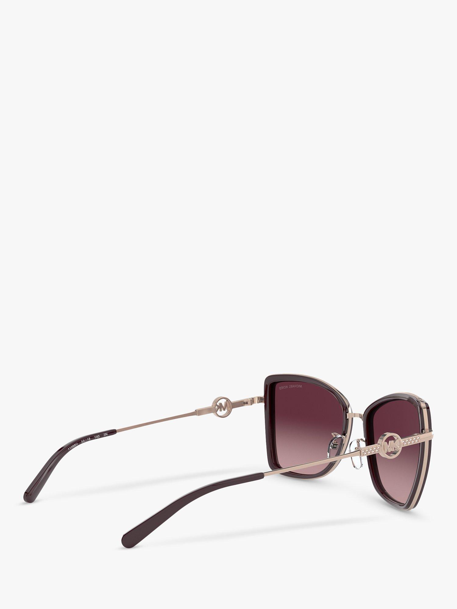 Product image 9 of 11, which shows Michael Kors MK1067B Women's Corsica Cat's Eye Sunglasses, Rose Gold Charcoal/Wine Gradient