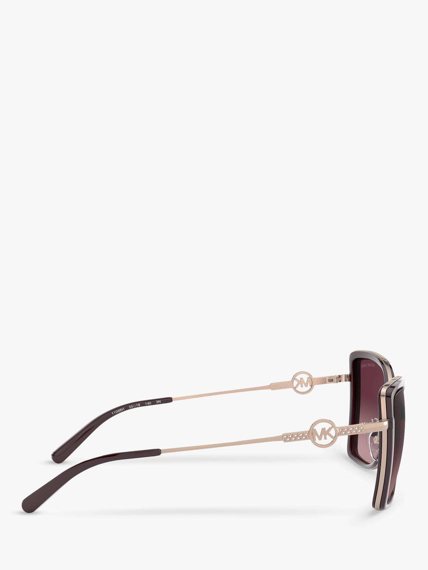 Product image 10 of 11, which shows Michael Kors MK1067B Women's Corsica Cat's Eye Sunglasses, Rose Gold Charcoal/Wine Gradient