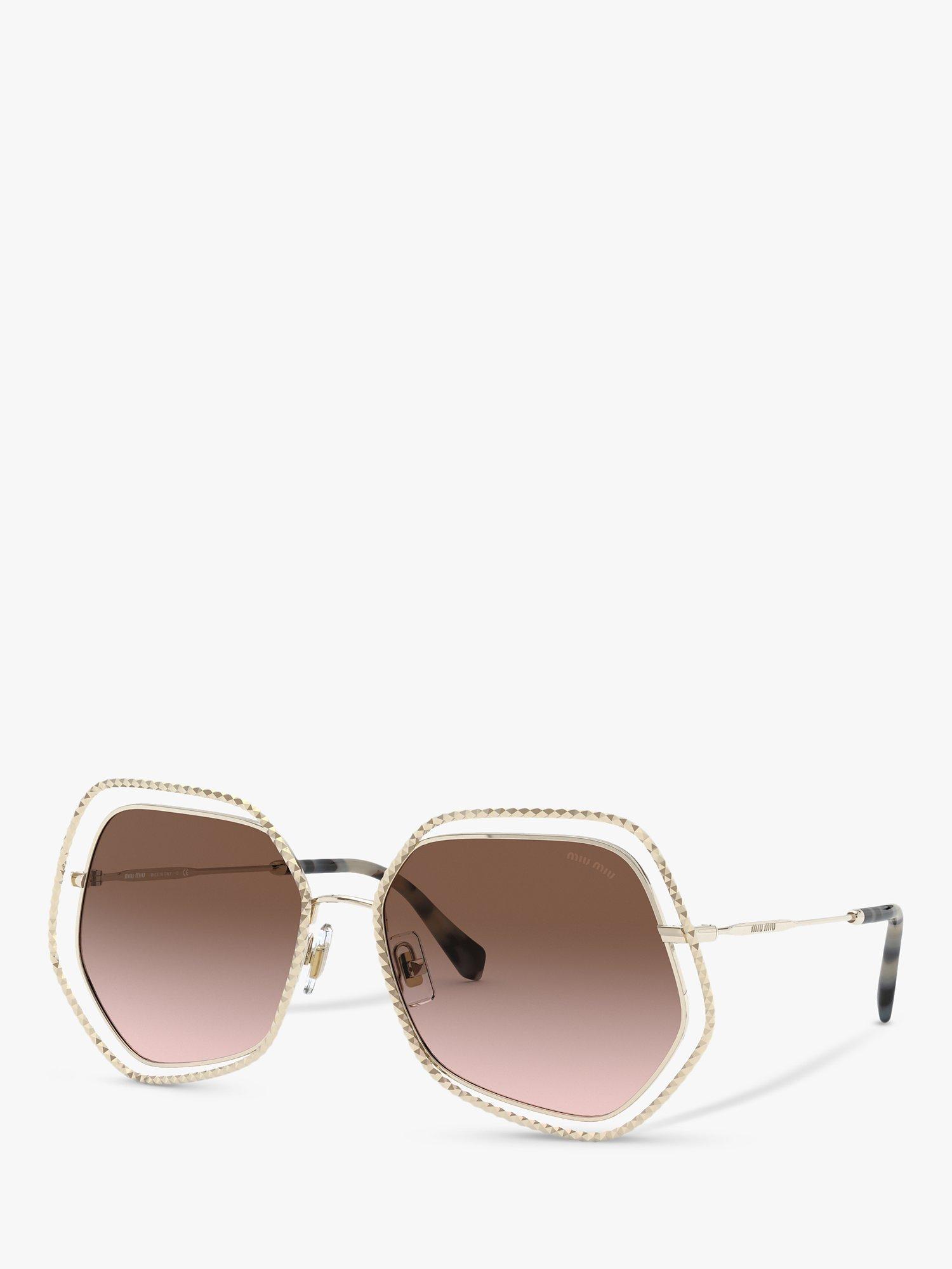 Miu Miu MU 58VS Women's Irregular Sunglasses, Gold/Brown Gradient