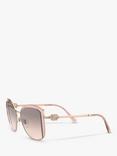 BVLGARI BV6128B Women's Square Sunglasses, Pink Gold/Clear Pink