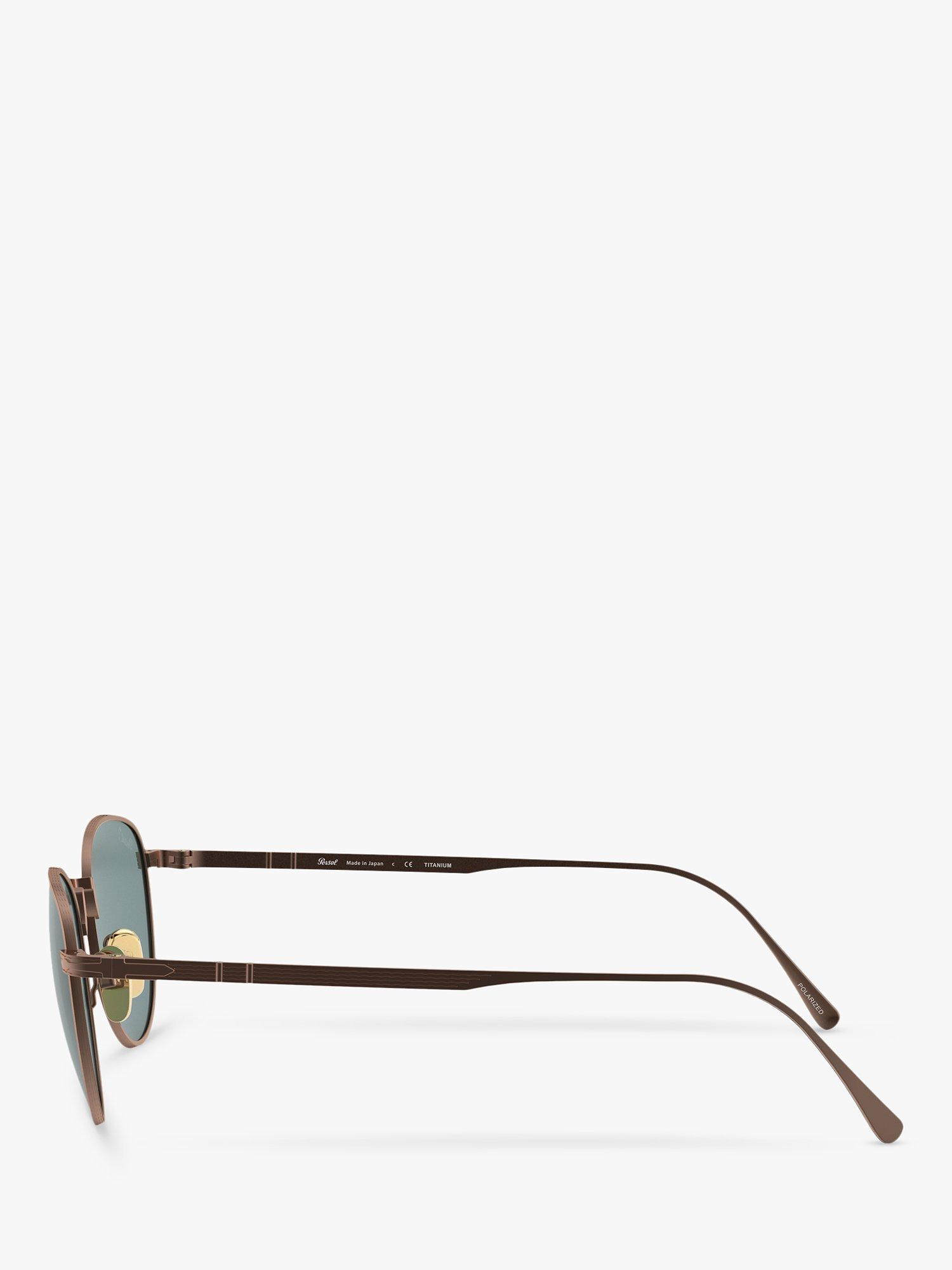 Persol PO5002ST Men's Oval Sunglasses, Bronze/Blue