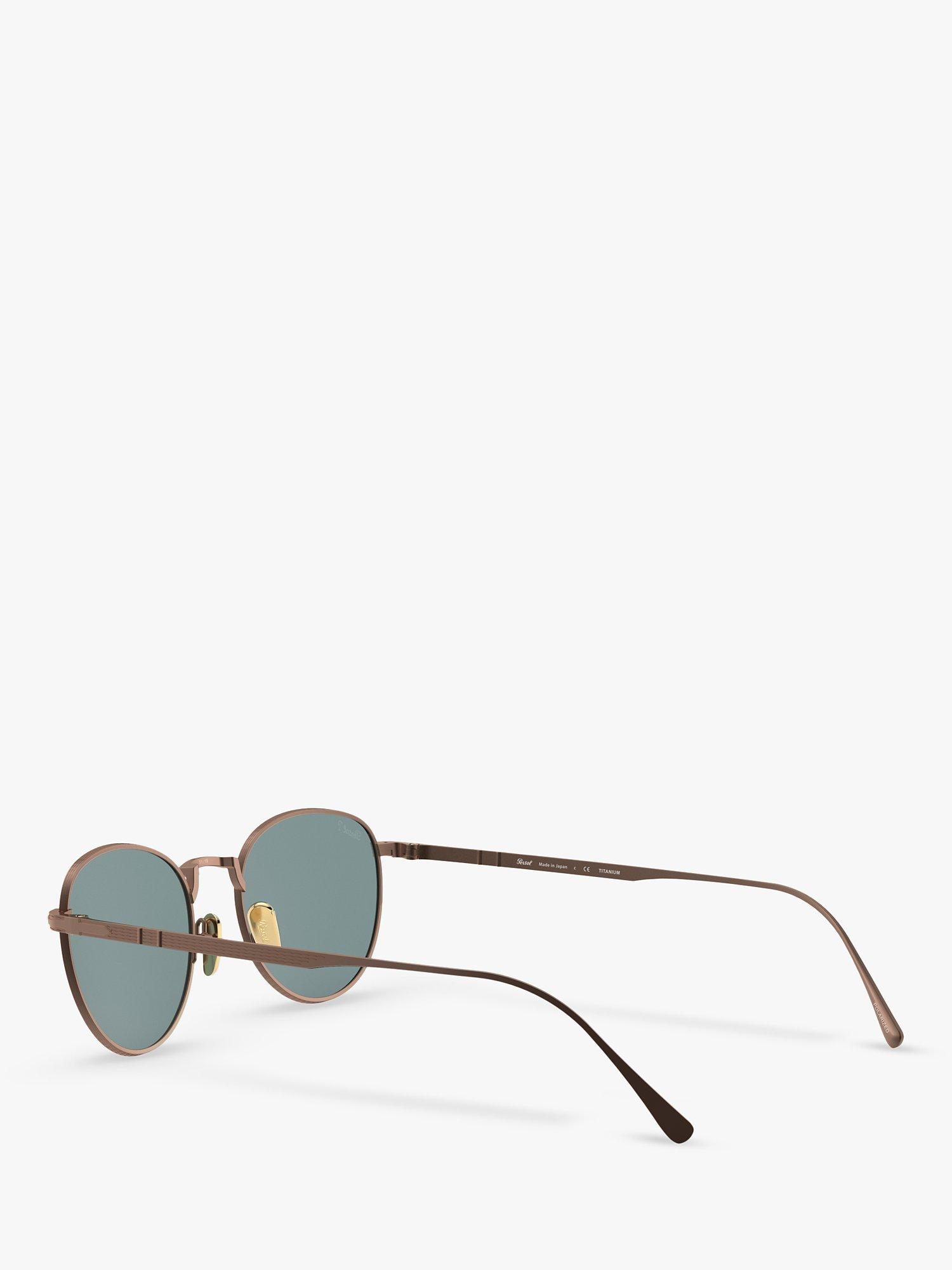 Persol PO5002ST Men's Oval Sunglasses, Bronze/Blue