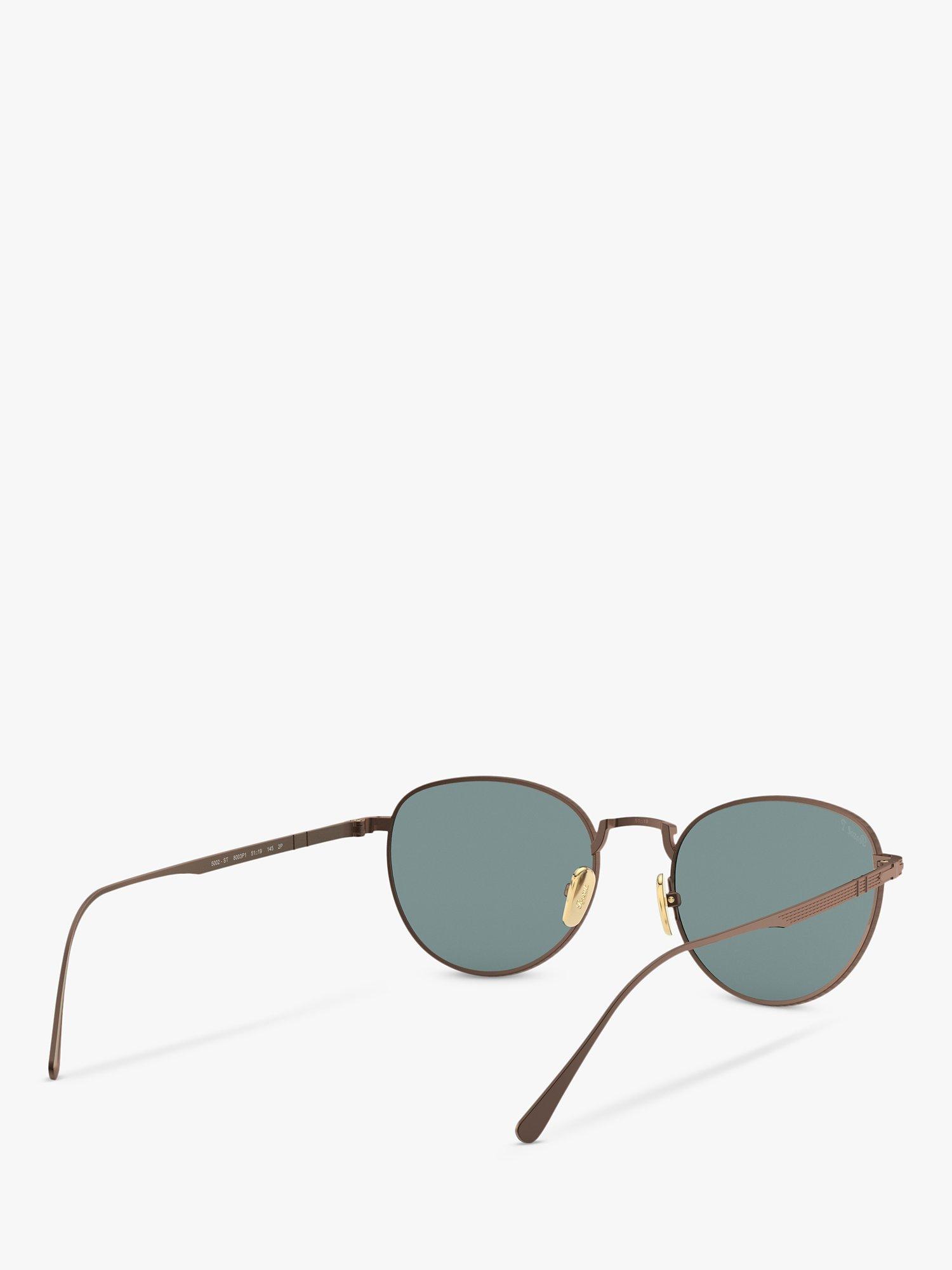 Persol PO5002ST Men's Oval Sunglasses, Bronze/Blue