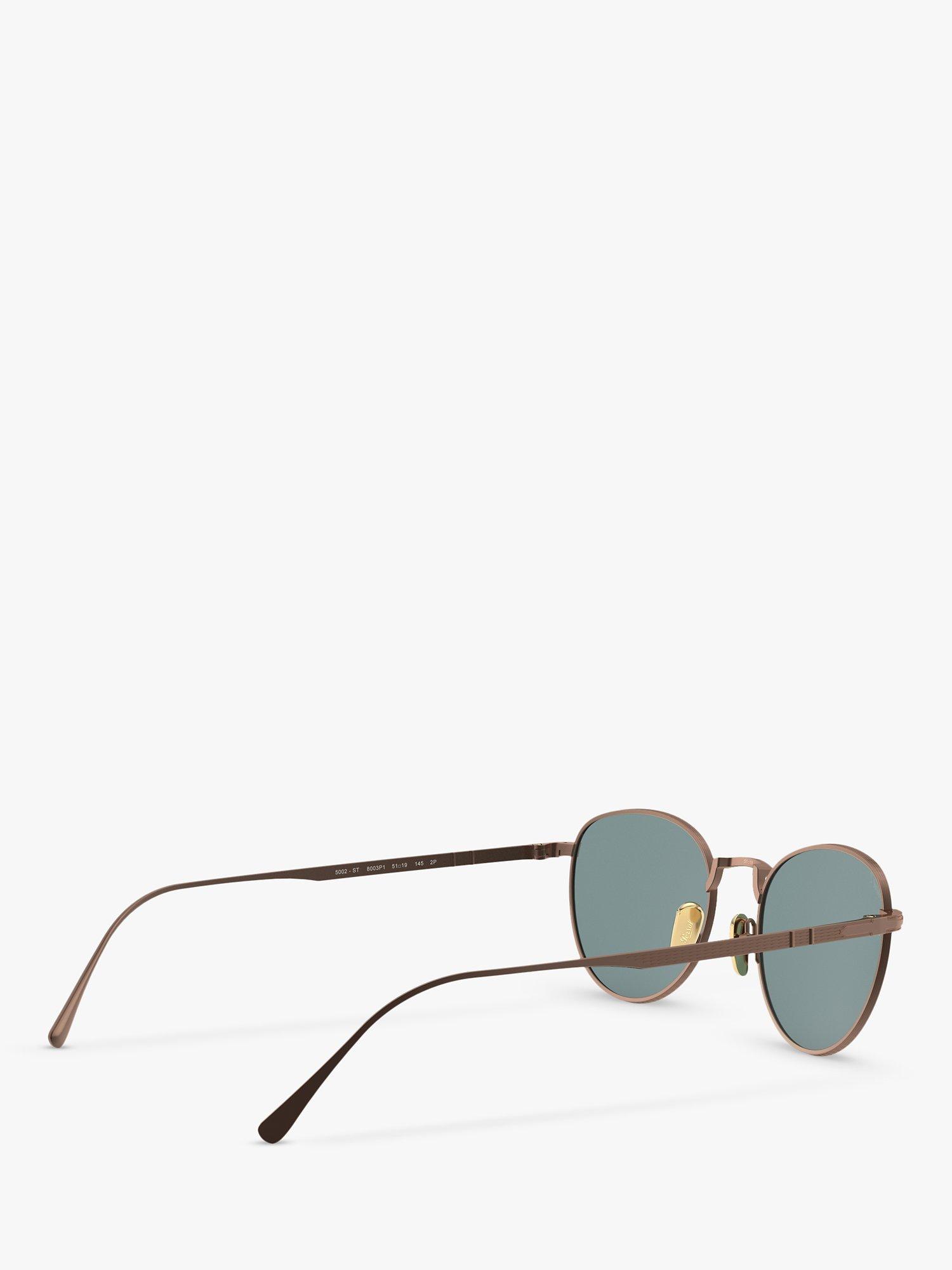 Persol PO5002ST Men's Oval Sunglasses, Bronze/Blue