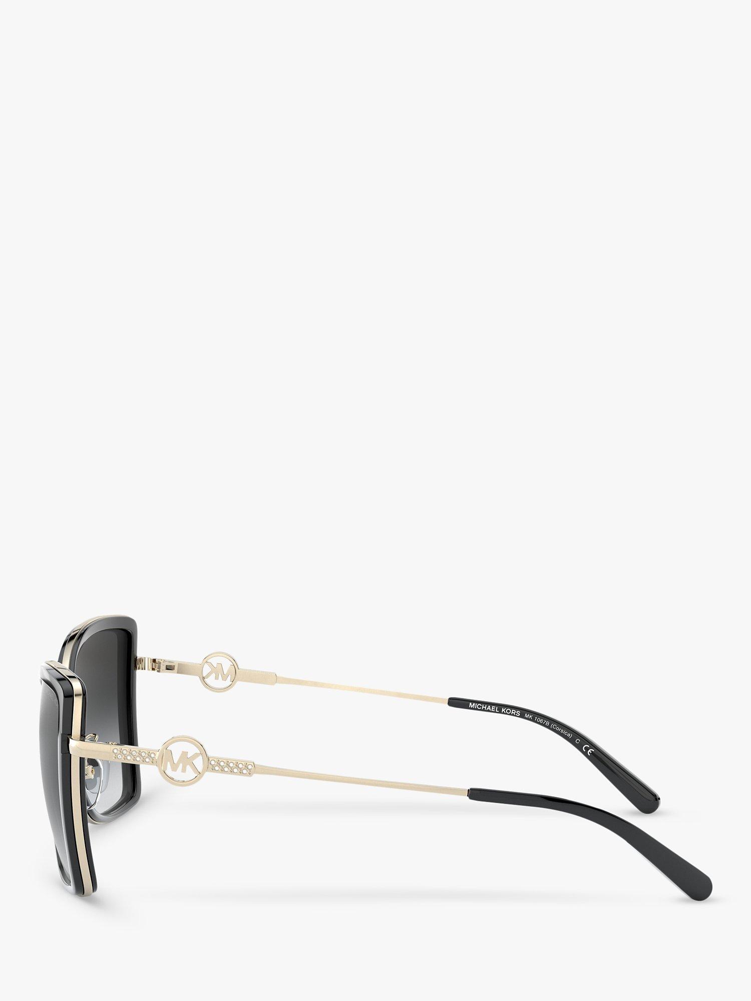 Product image 4 of 11, which shows Michael Kors MK1067B Women's Corsica Cat's Eye Sunglasses, Gold Black/Black Gradient