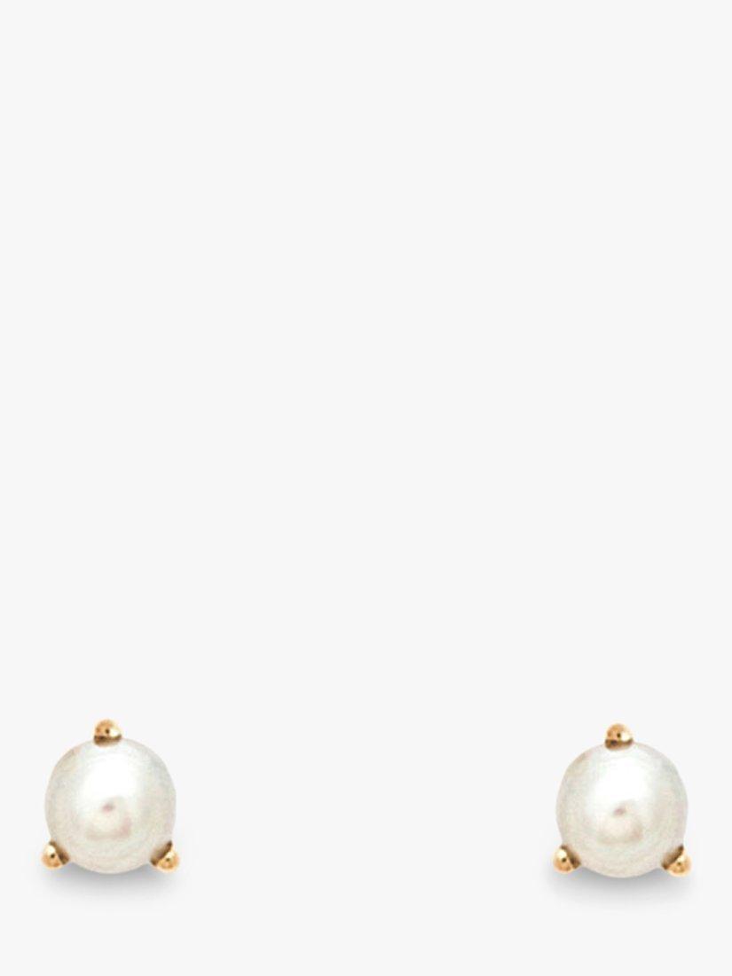 Product image 1 of 1, which shows Leah Alexandra Freshwater Pearl Stud Earrings, Gold/White