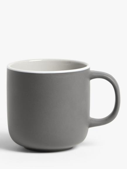John Lewis Puritan Stoneware Mugs, Set of 2, 375ml - view 2, Dark Grey