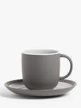 John Lewis Puritan Stoneware Cup & Saucer, Set of 2, 250ml