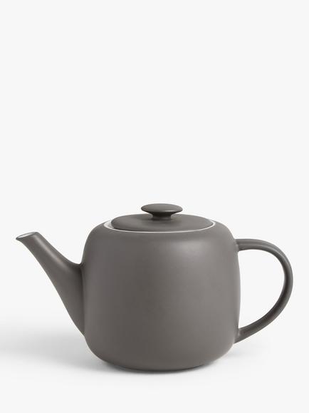 John Lewis Puritan Stoneware 4 Cup Teapot, 1.1L, Blue Indigo, Dark Grey
