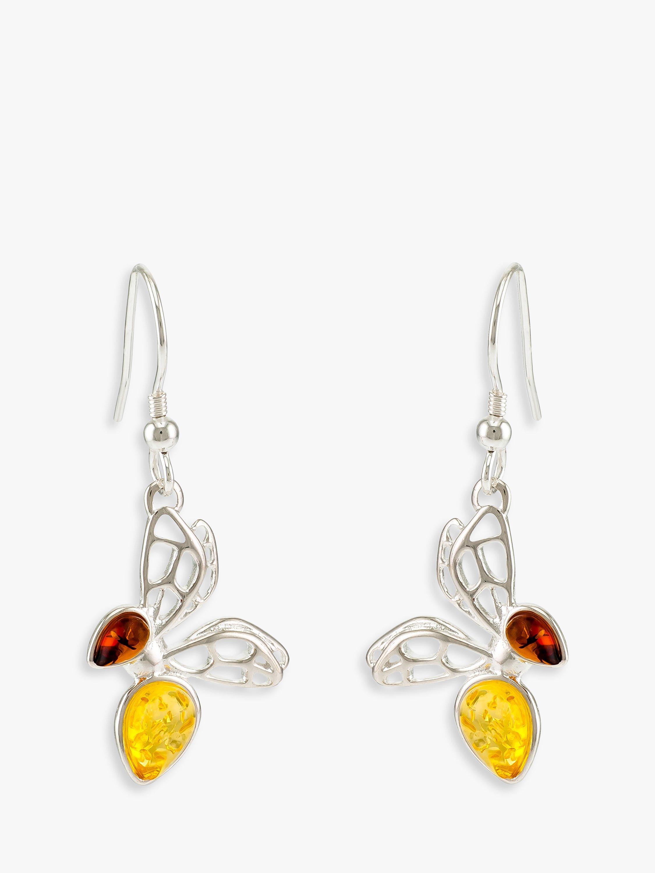 Be-Jewelled Amber Bee Drop Earrings, Silver/Multi