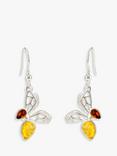 Be-Jewelled Amber Bee Drop Earrings, Silver/Multi