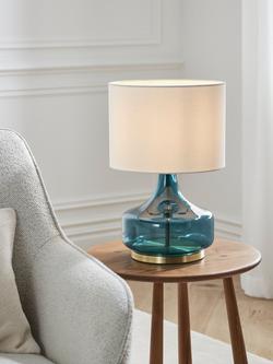 John Lewis Atley Glass Table Lamp, Turquoise - view 2, Turquoise